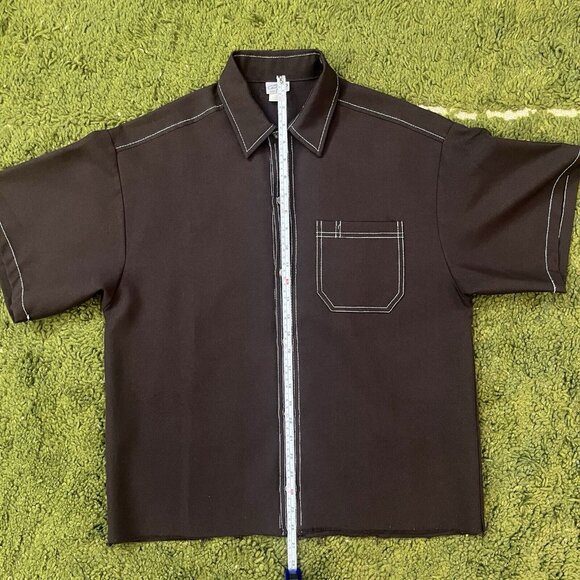 caltop brown button down medium shirt Vintage *CROPPED - Picture 4 of 6